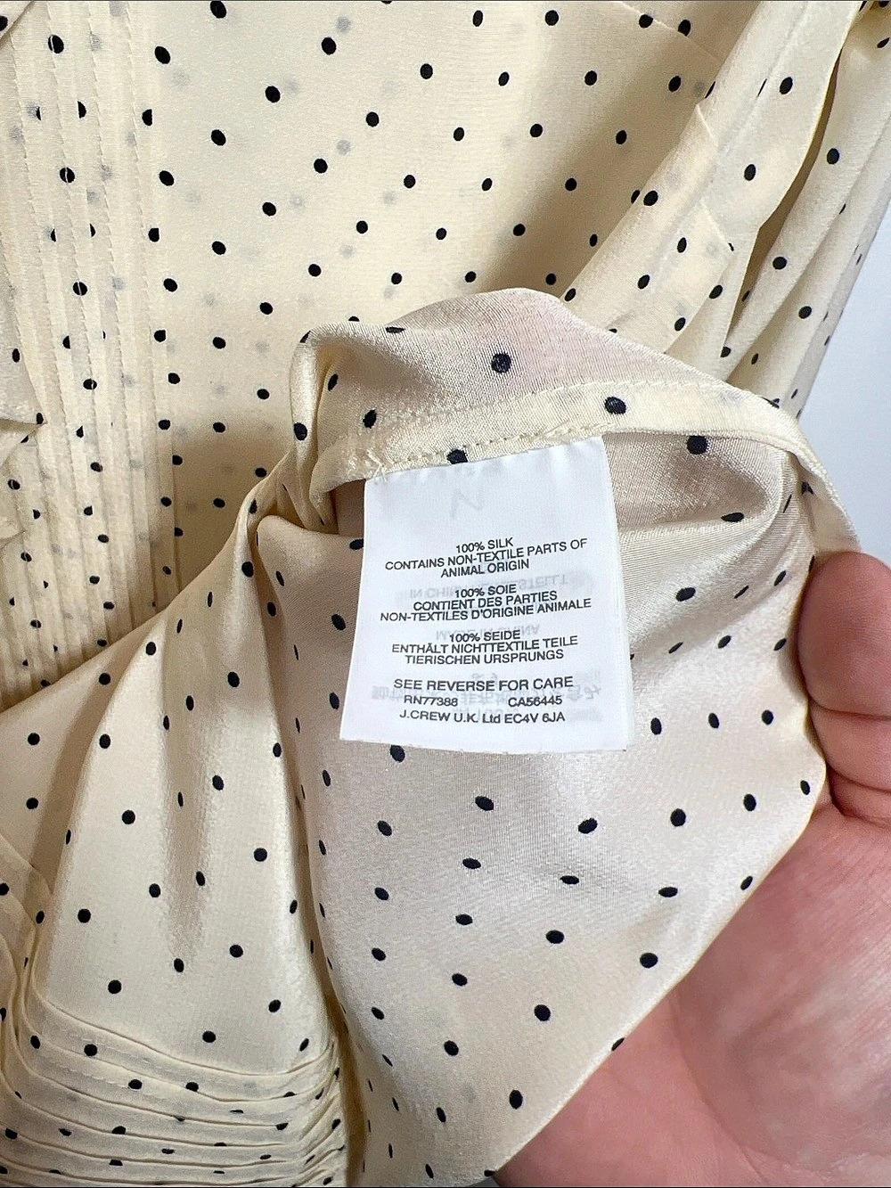 J.Crew Polka Dot Ruffle Blouse in Cream & Black Size Small - Picture 6 of 9